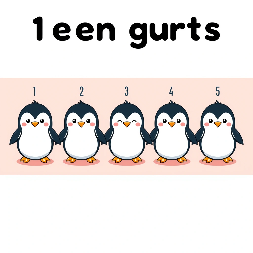 Plansza z pięcioma pingwinami ponumerowanymi 1–5 - Szablony - Dzień Pingwina Międzynarodowy