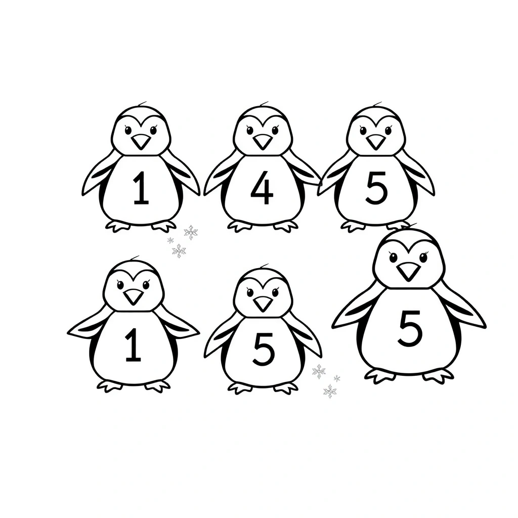 Szablony pingwinów do wycięcia i kolorowania (1–5) - Kolorowanki - Dzień Pingwina Międzynarodowy