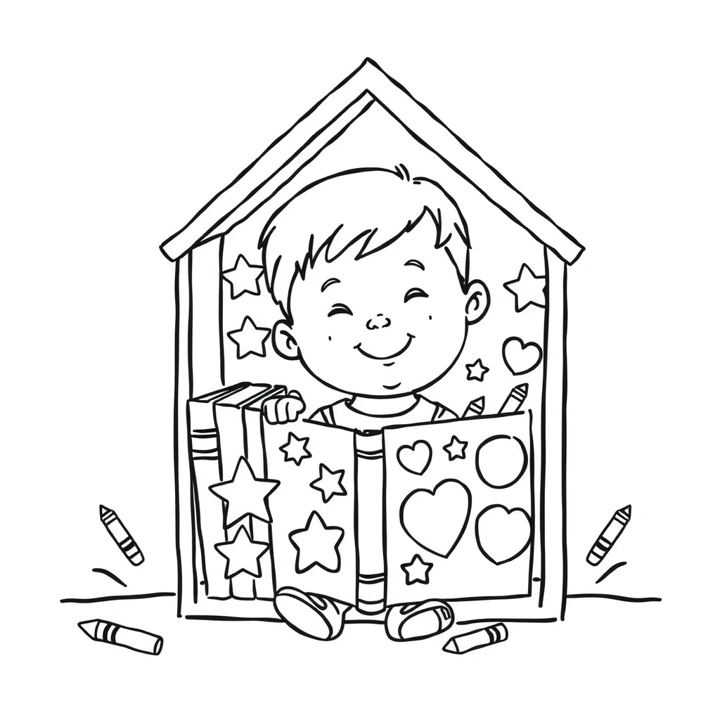 Kolorowanka — Dekoruj swój domek - Kolorowanki - Dzień Książki dla Dzieci