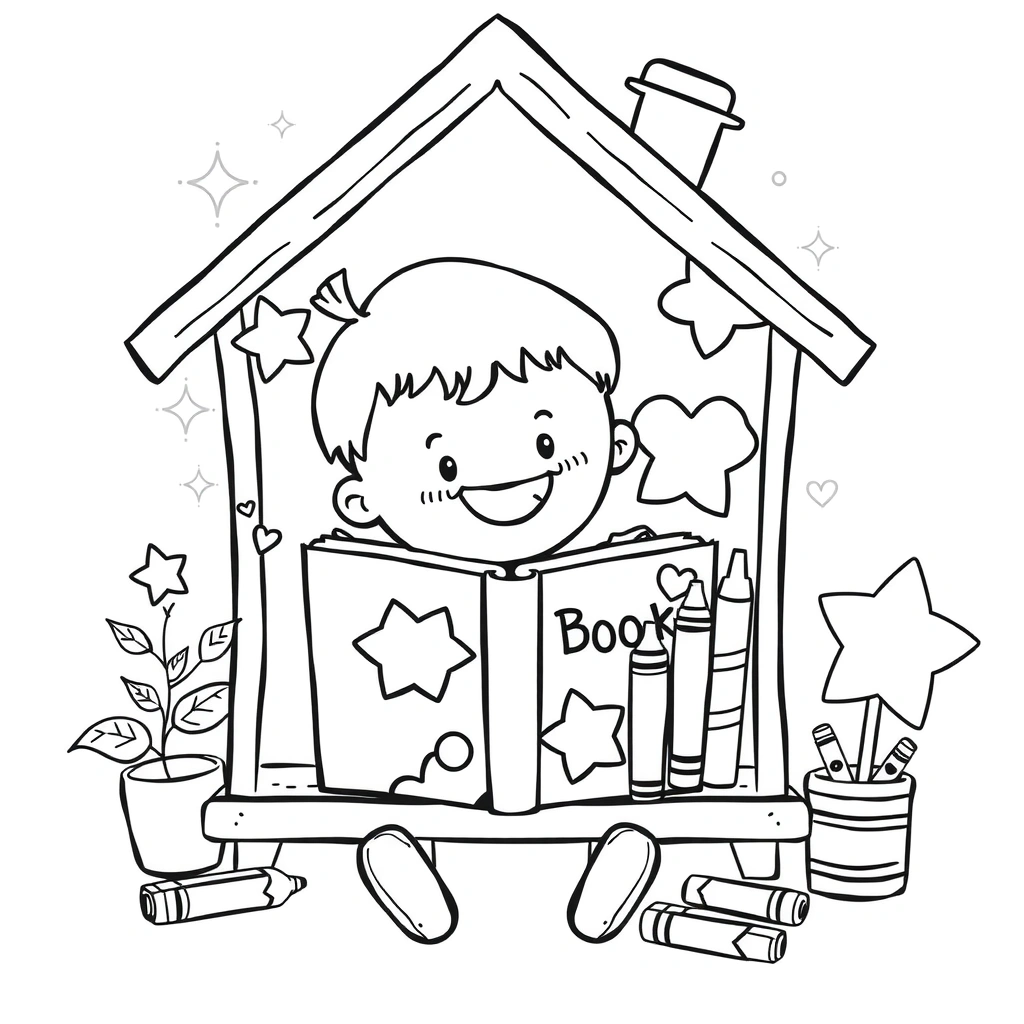 Kolorowanka — Dekoruj swój domek - Kolorowanki - Dzień Książki dla Dzieci