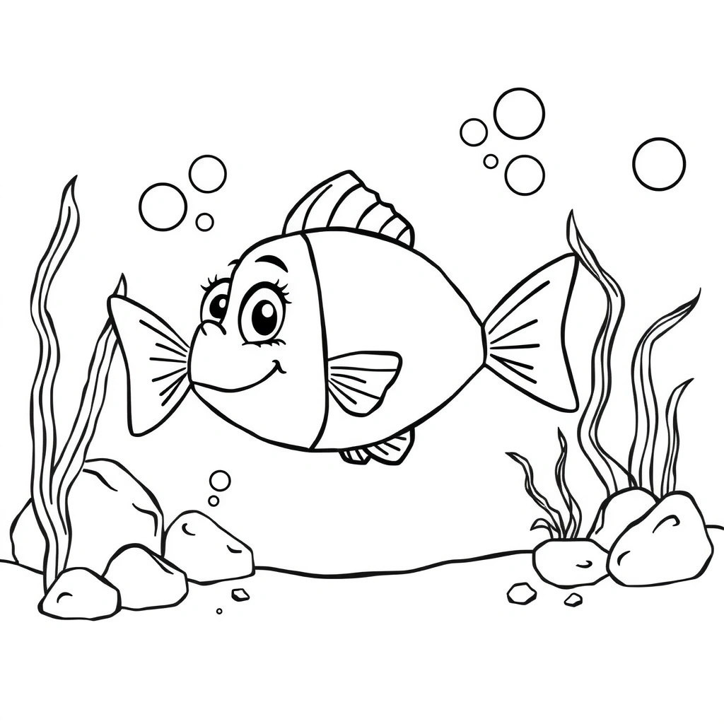 Kolorowanka: Rybka i jej środowisko - Kolorowanki - Dzień Ryby