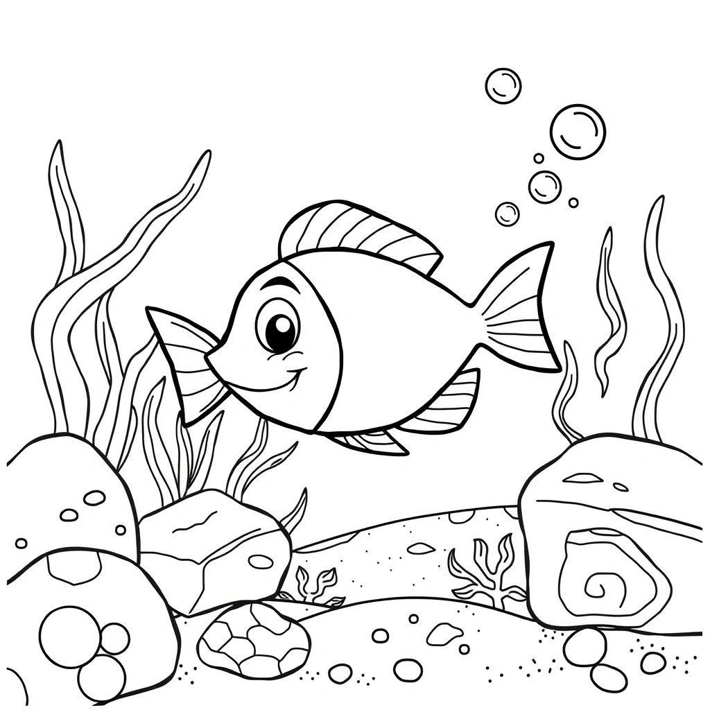 Kolorowanka: Rybka i jej środowisko - Kolorowanki - Dzień Ryby