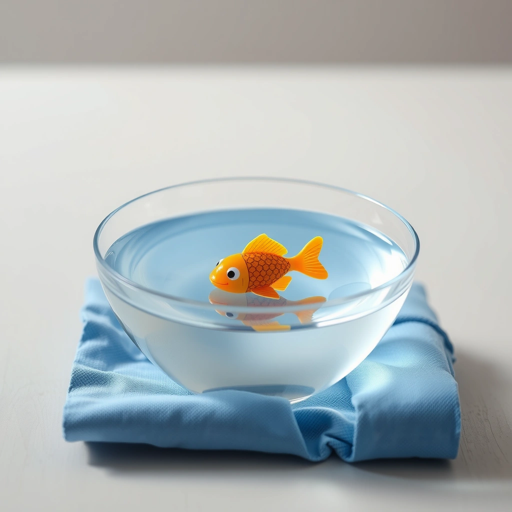 Zdjęcie rekwizytu: Małe akwarium z zabawkową rybką - Materiały - Dzień Ryby