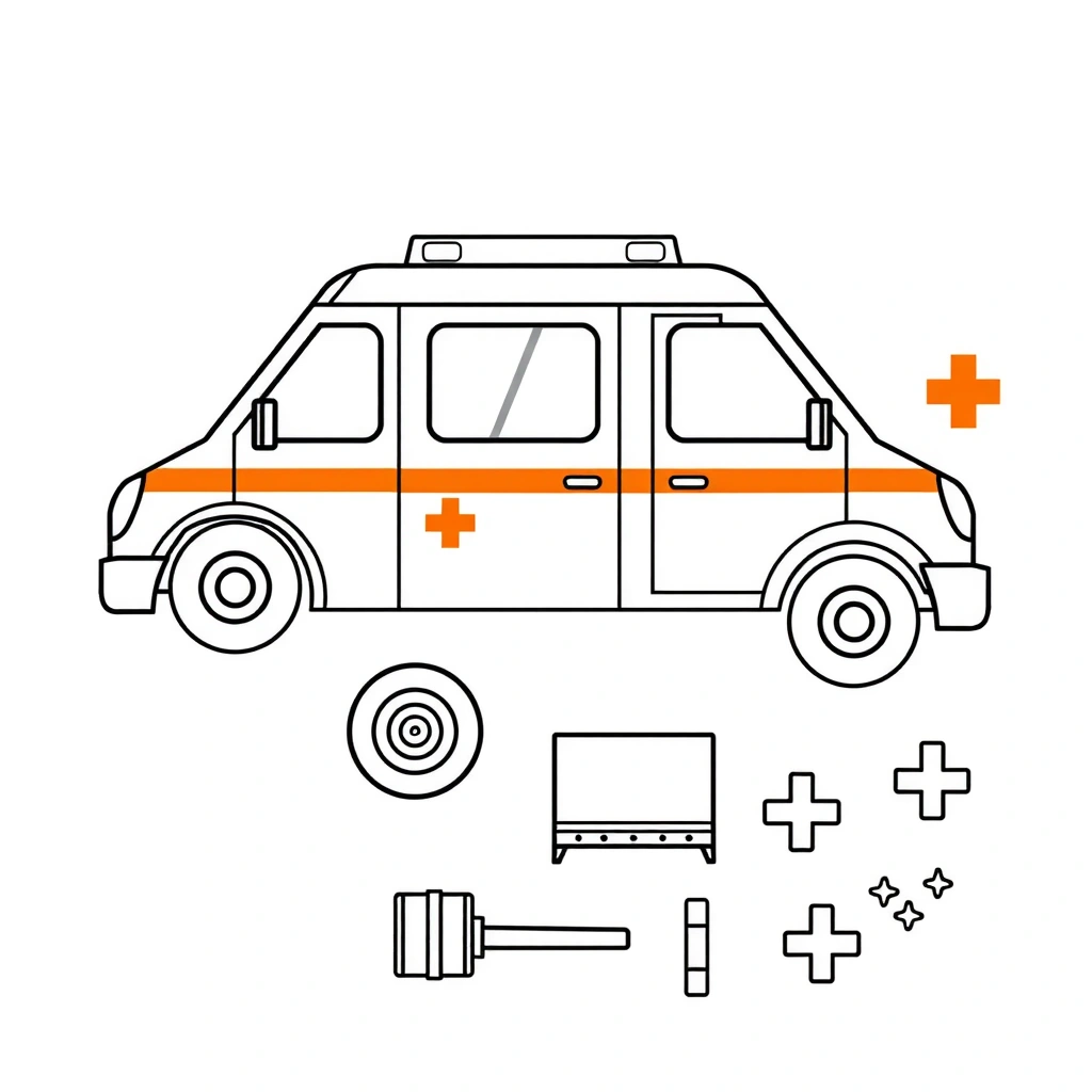 Budujemy ambulans - szablon do dekorowania - Szablony - Dzień Pierwszej Pomocy