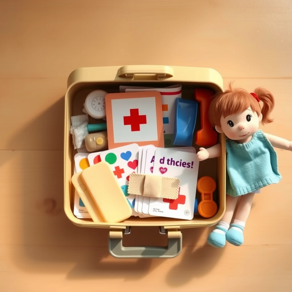 Ilustracja rekwizytów: Zabawowy zestaw pierwszej pomocy - Materiały - Dzień Pierwszej Pomocy