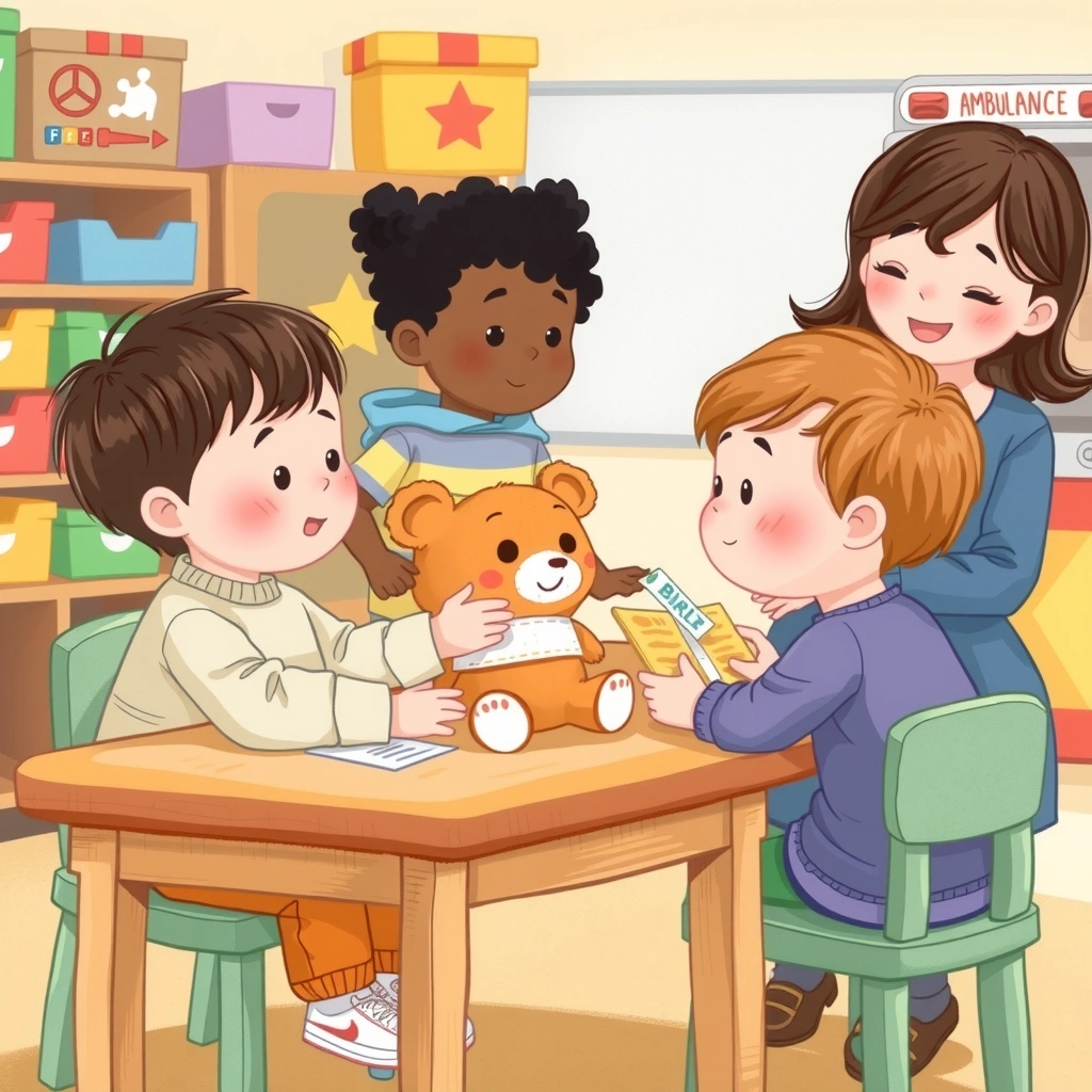 Scena role-play: Dzieci opatrują pluszaka - Materiały - Dzień Pierwszej Pomocy