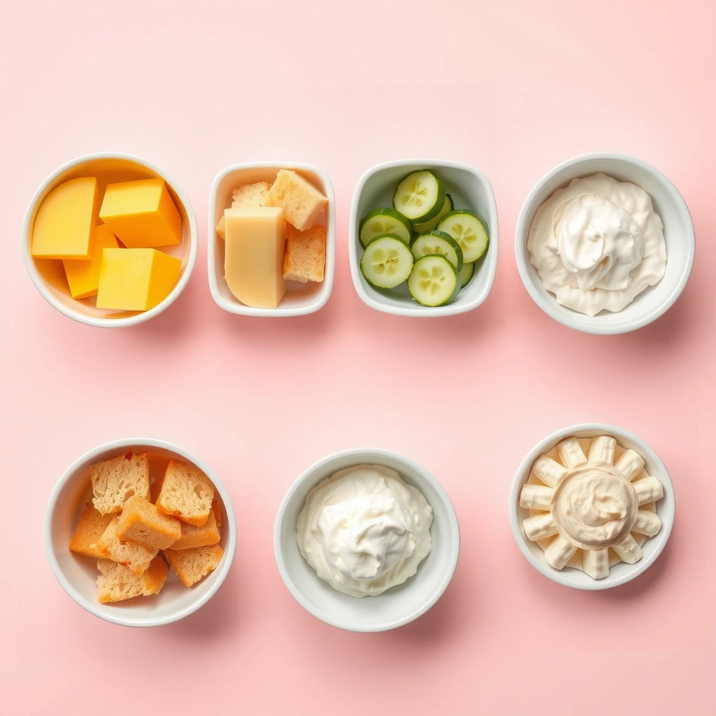 Flat lay składników ułożonych jak klocki - Materiały - Dzień Klocków LEGO