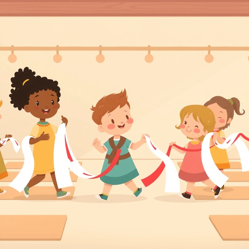 Ilustracja marszu z wstążkami - Materiały - Święto Niepodległości