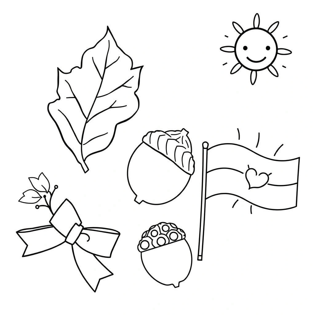 Kolorowanka — elementy przyrodnicze i wstążki - Kolorowanki - Święto Niepodległości