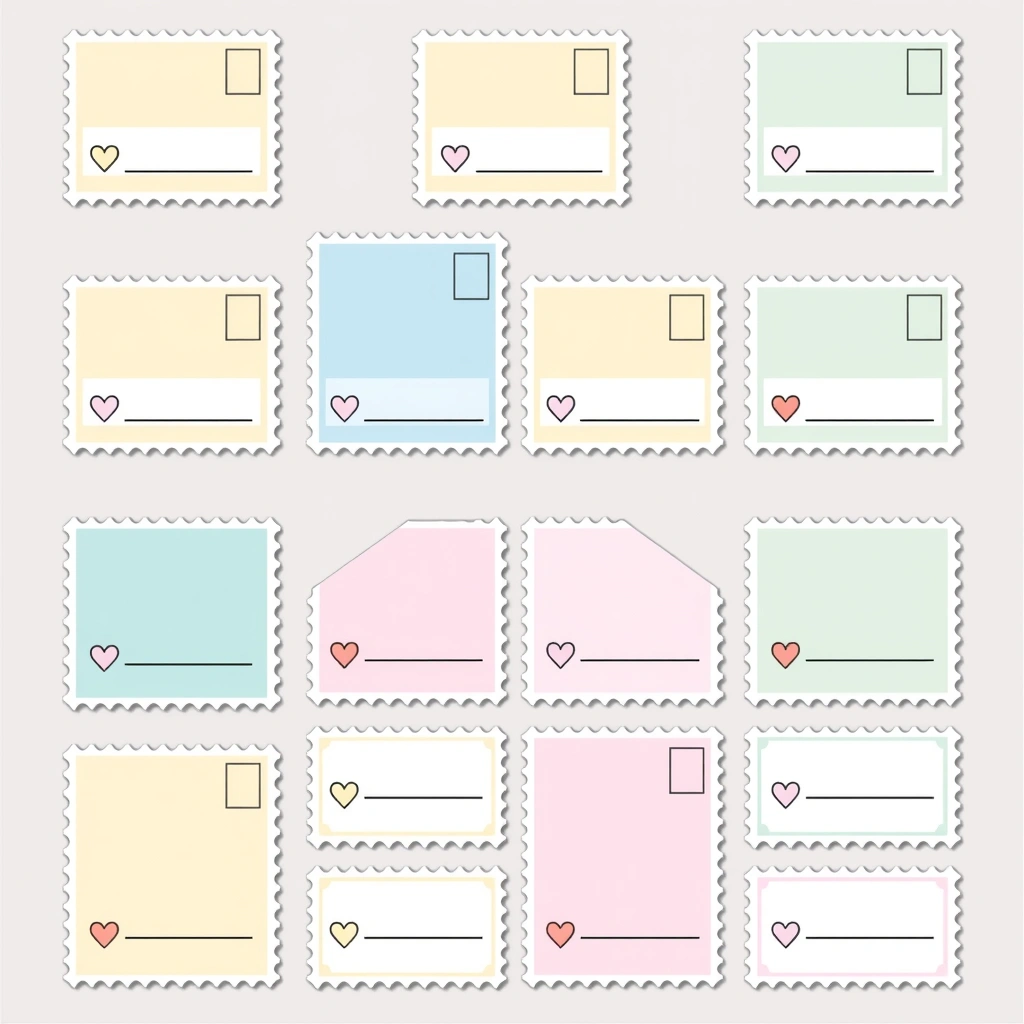 Etykietki pocztowe — drukowalne karteczki z miejscem na imię - Szablony - Dzień Znaczka Pocztowego