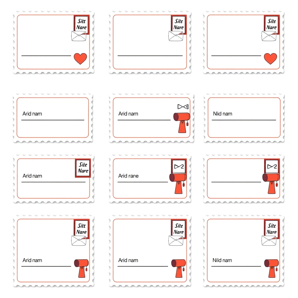 Etykietki pocztowe — drukowalne karteczki z miejscem na imię - Szablony - Dzień Znaczka Pocztowego