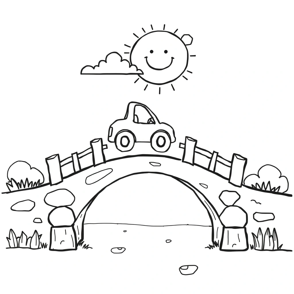 Kolorowanka — most i samochodzik - Kolorowanki - Dzień Majsterkowicza