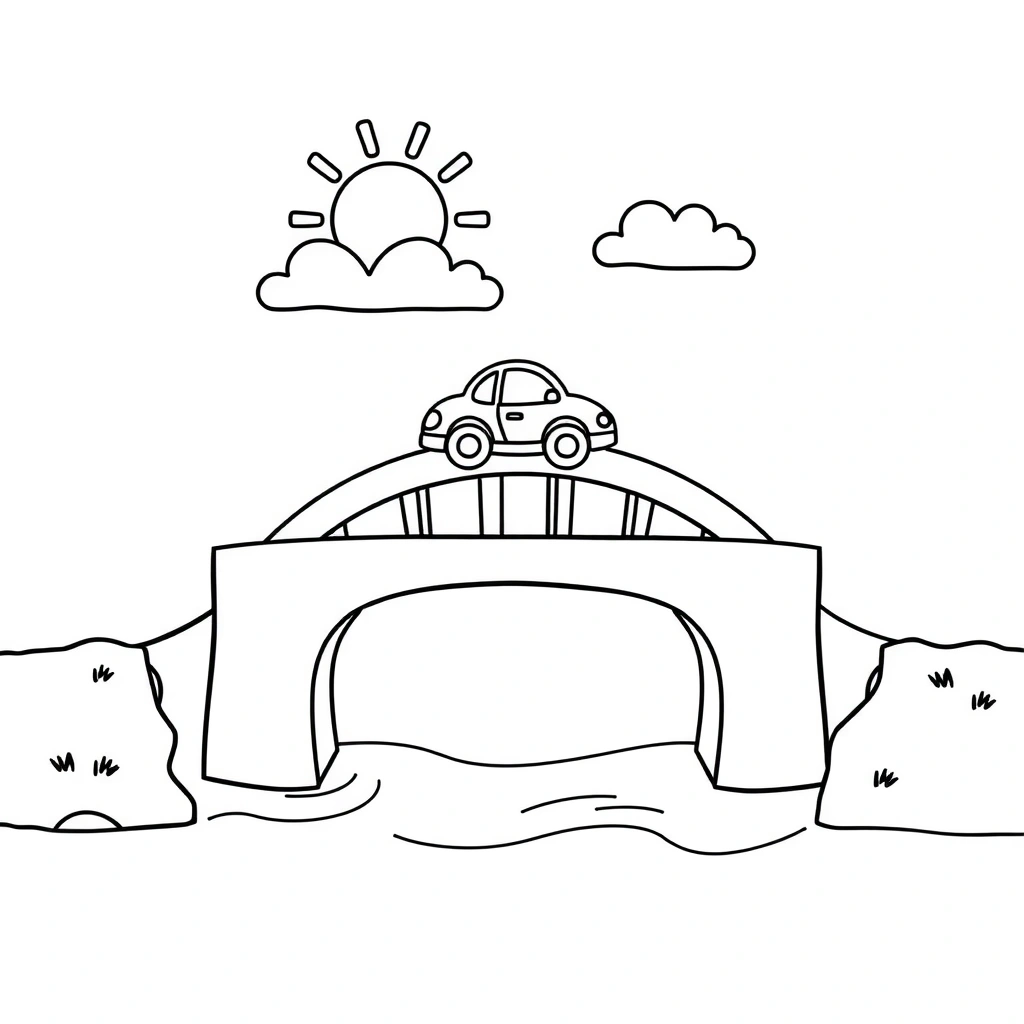 Kolorowanka — most i samochodzik - Kolorowanki - Dzień Majsterkowicza