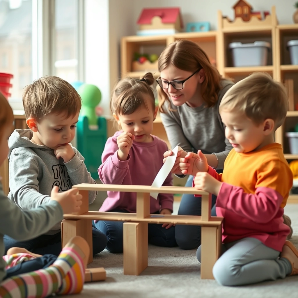 Zdjęcie dzieci budujących mosty - Materiały - Dzień Majsterkowicza