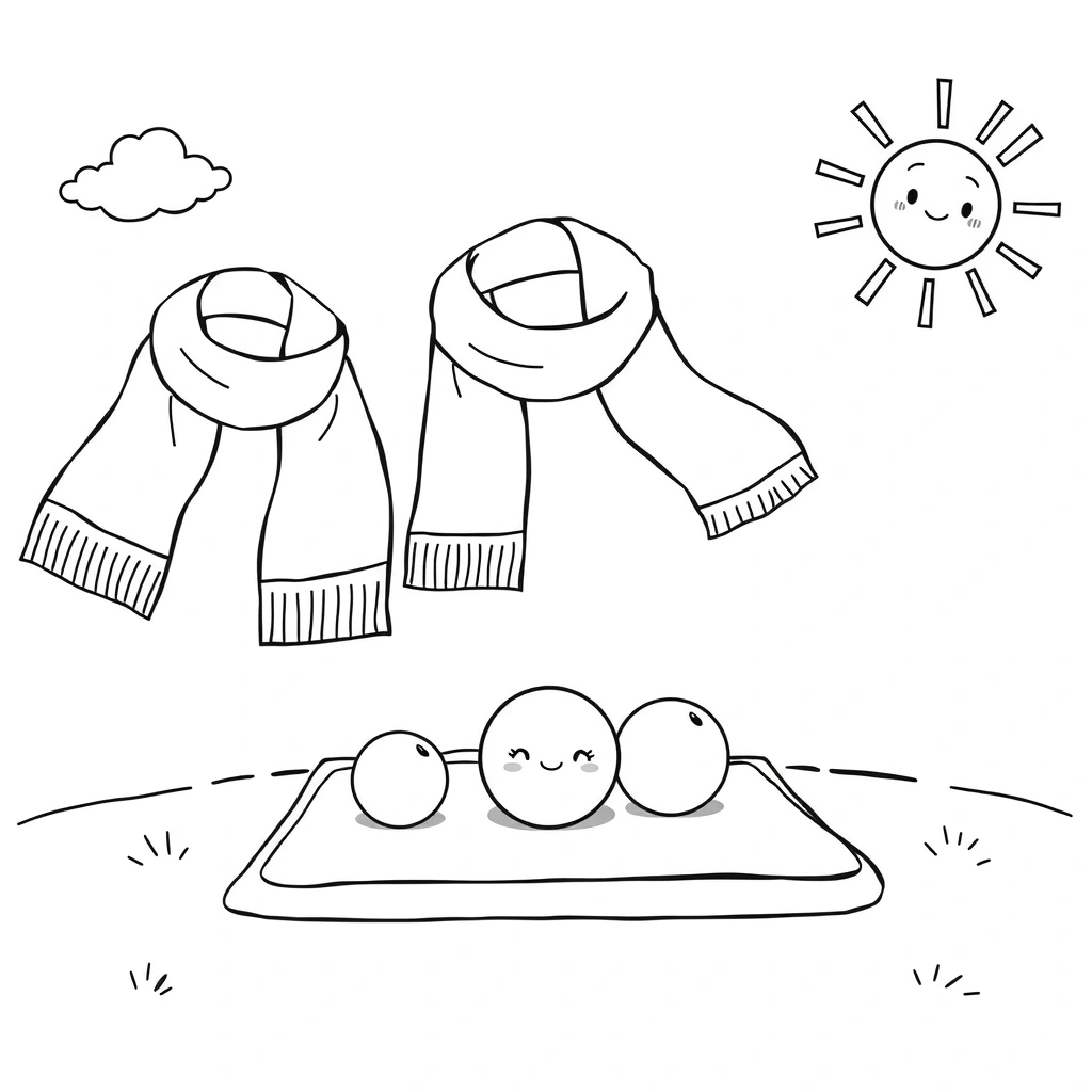 Kolorowanka — chustki i piłeczki - Kolorowanki - Dzień Sportu