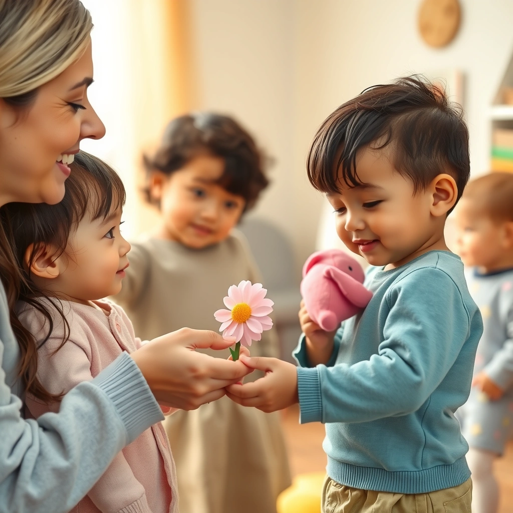 Przekazanie kwiatuszka — moment sympatii - Materiały - Dzień Kobiet