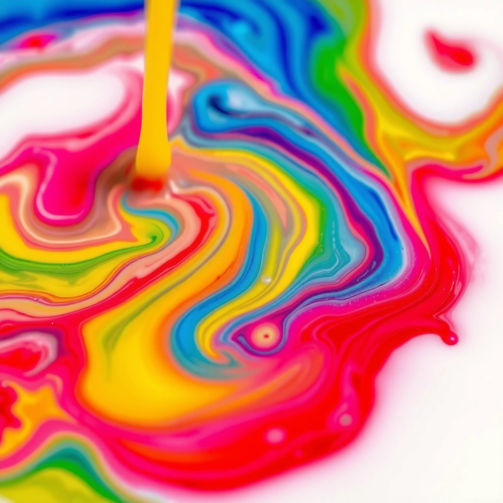 Zbliżenie efektu: Krople barwnika w mleku - Materiały - Dzień Pizzy