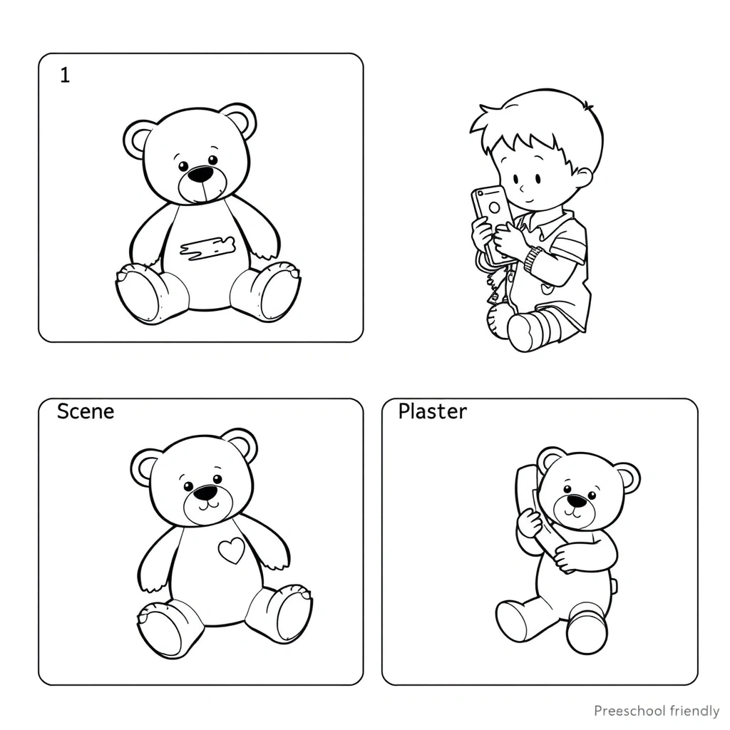 Karty scenek z pluszakiem (do wydruku) - Szablony - Dzień Pierwszej Pomocy