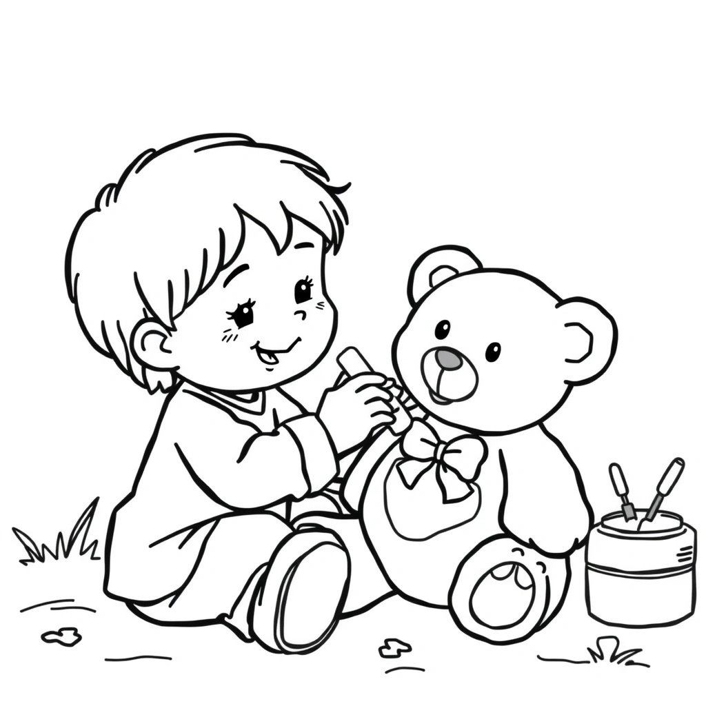 Kolorowanka: Mały ratownik z pluszakiem - Kolorowanki - Dzień Pierwszej Pomocy