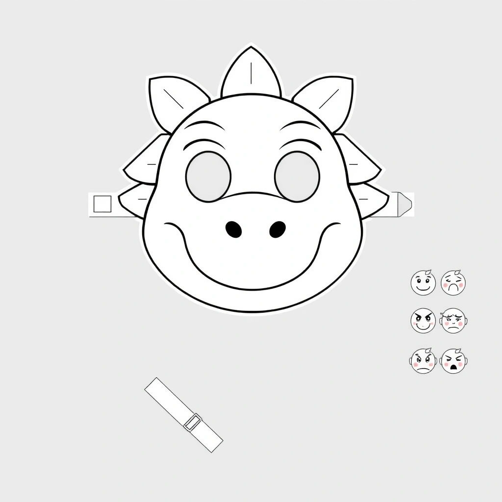 Maska emocji - baza dino - Szablony - Dzień Dinozaura