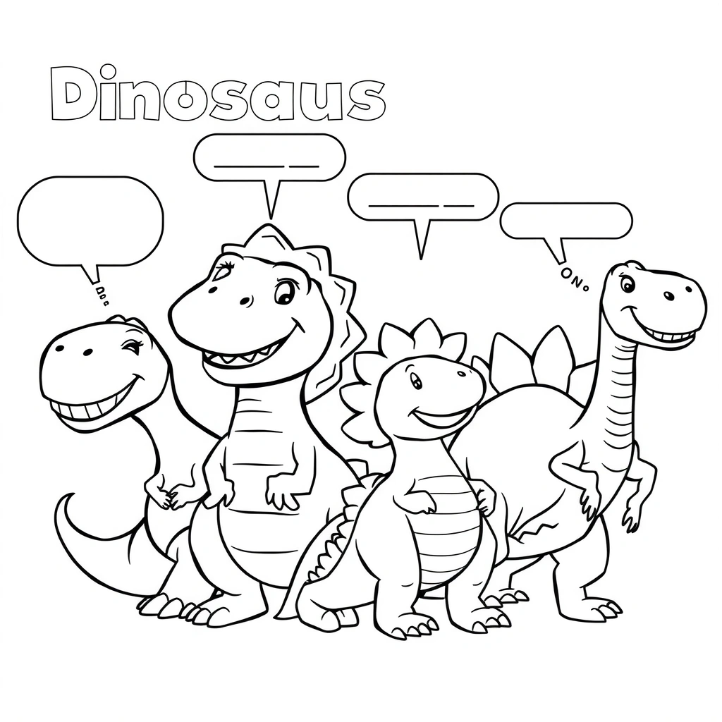 Strona kolorowanki: Dinozaury i uczucia - Kolorowanki - Dzień Dinozaura