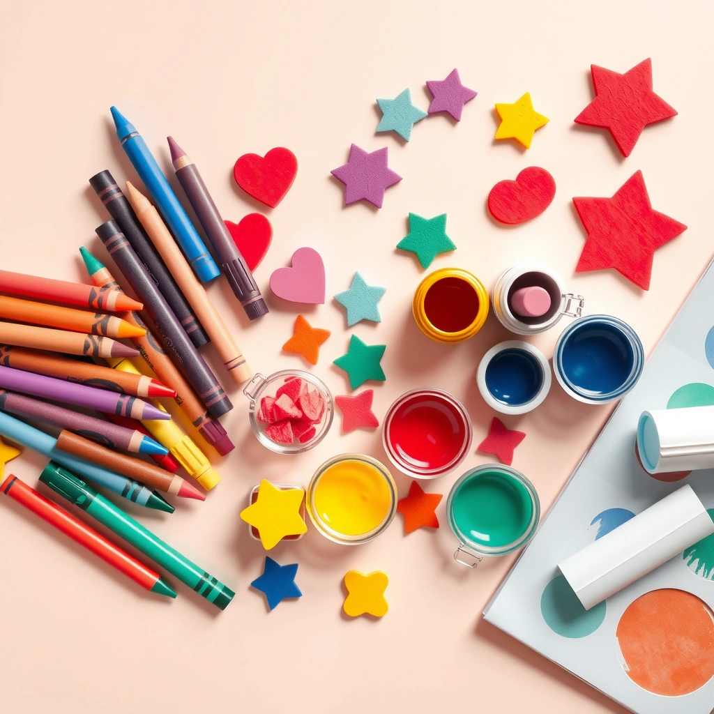 Zestaw materiałów — kredki, mazaki, piankowe kształty - Materiały - Dzień Książki