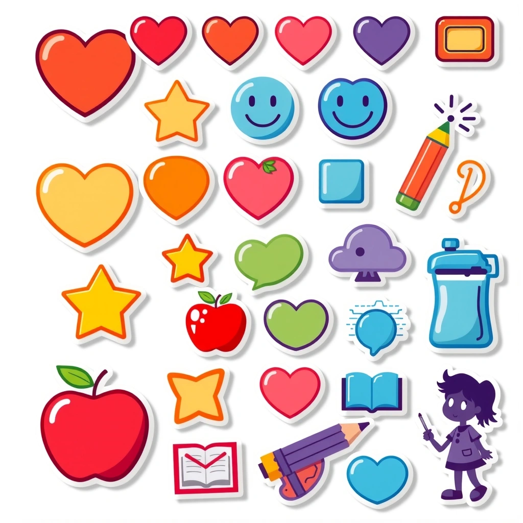 Arkusz naklejek i pieczątek - Szablony - Dzień Edukacji Narodowej