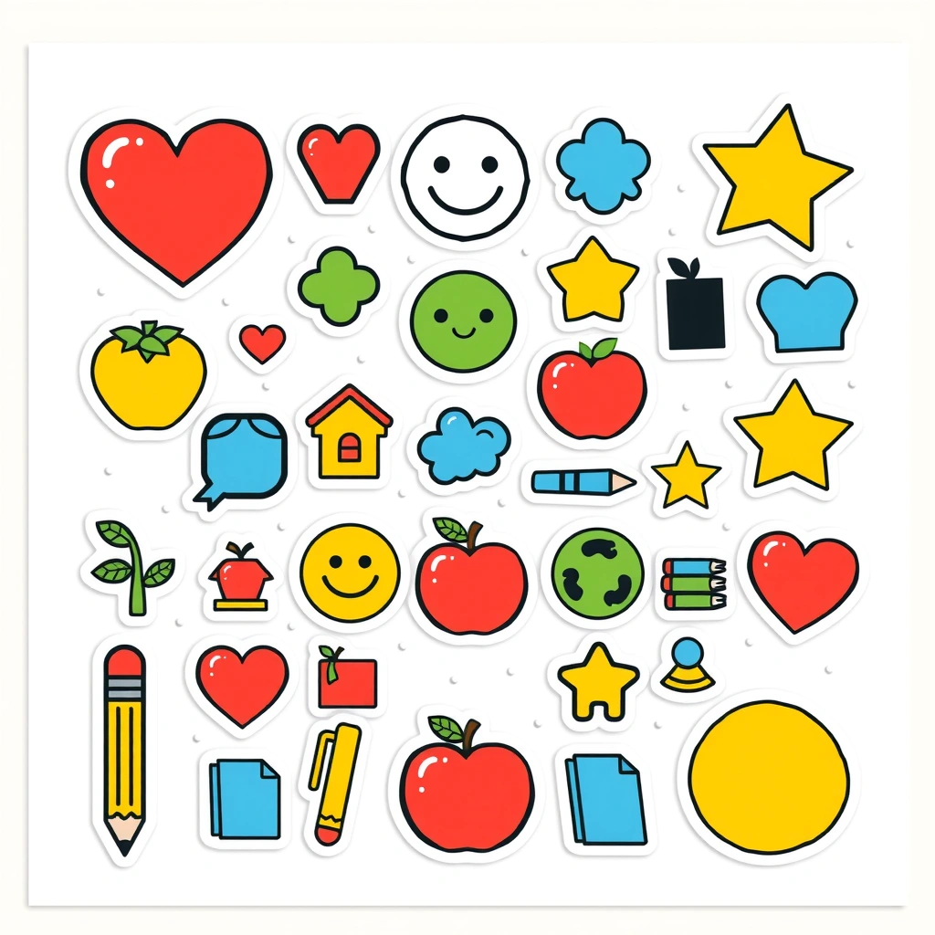 Arkusz naklejek i pieczątek - Szablony - Dzień Edukacji Narodowej