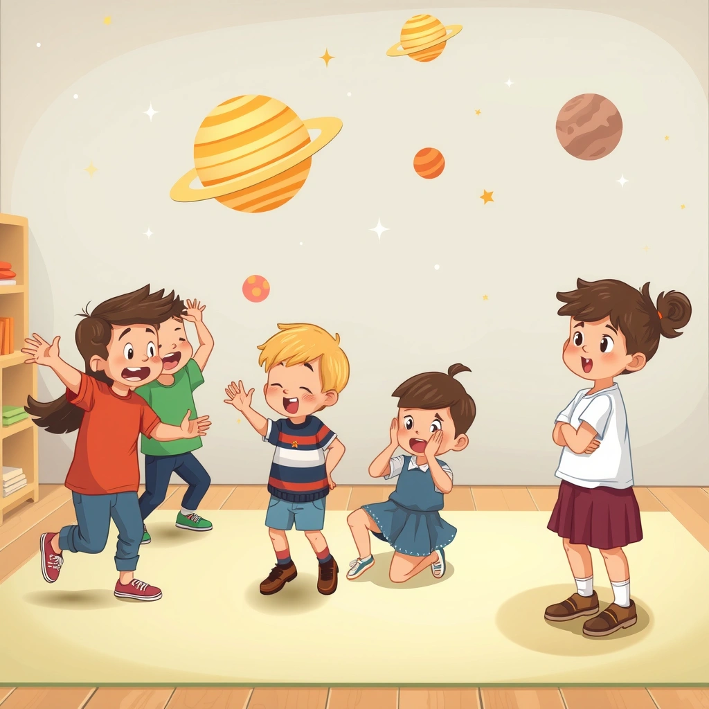Scena ruchowa: Dzieci udają planety - Materiały - Dzień Kosmosu
