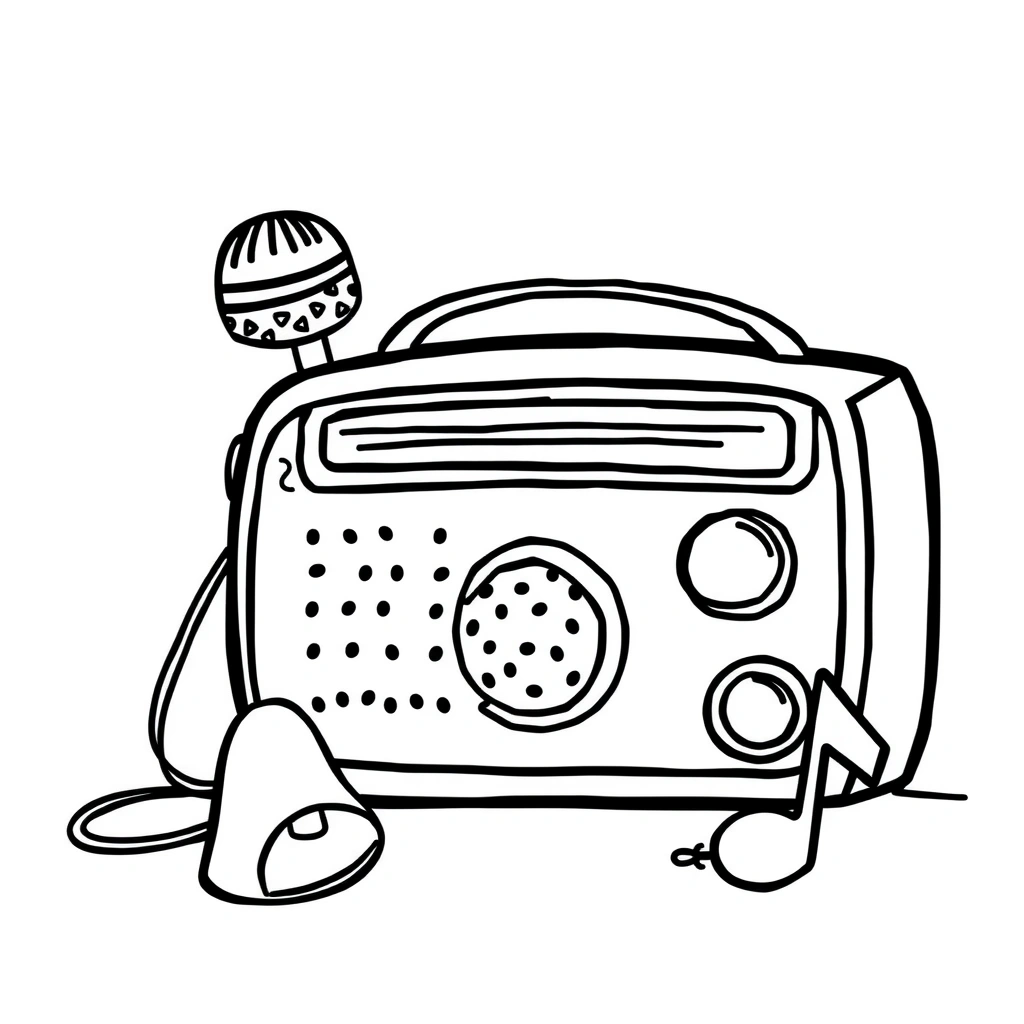 Kolorowanka: radio i mikrofon - Kolorowanki - Dzień Radia