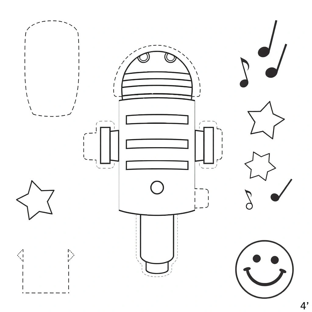 Szablon: mikrofon z rolki papieru - Szablony - Dzień Radia