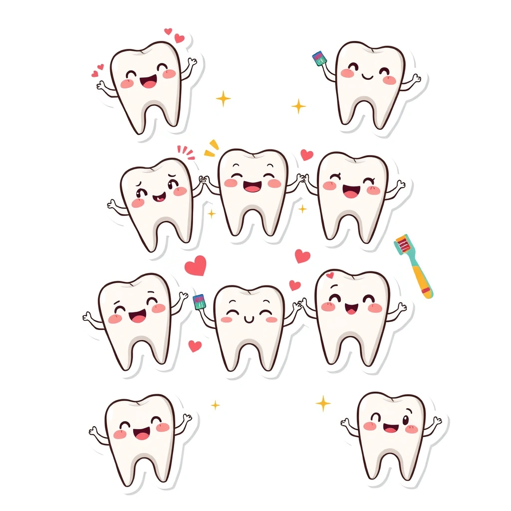 Arkusz naklejek: Małe ząbki i uśmiechy - Materiały - Dzień Dentysty