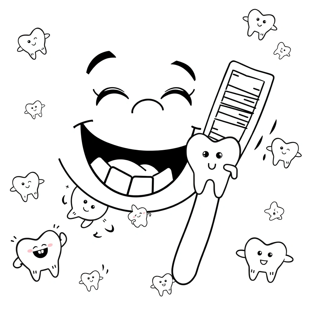 Kolorowanka: Uśmiech i szczoteczka - Kolorowanki - Dzień Dentysty