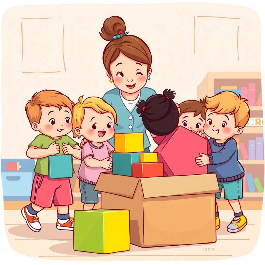 Ilustracja akcji: Dzieci przenoszą klocki - Materiały - Międzynarodowy Dzień Lego