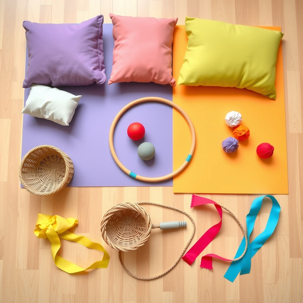 Flatlay rekwizytów do zajęć - Materiały - Dzień Kota