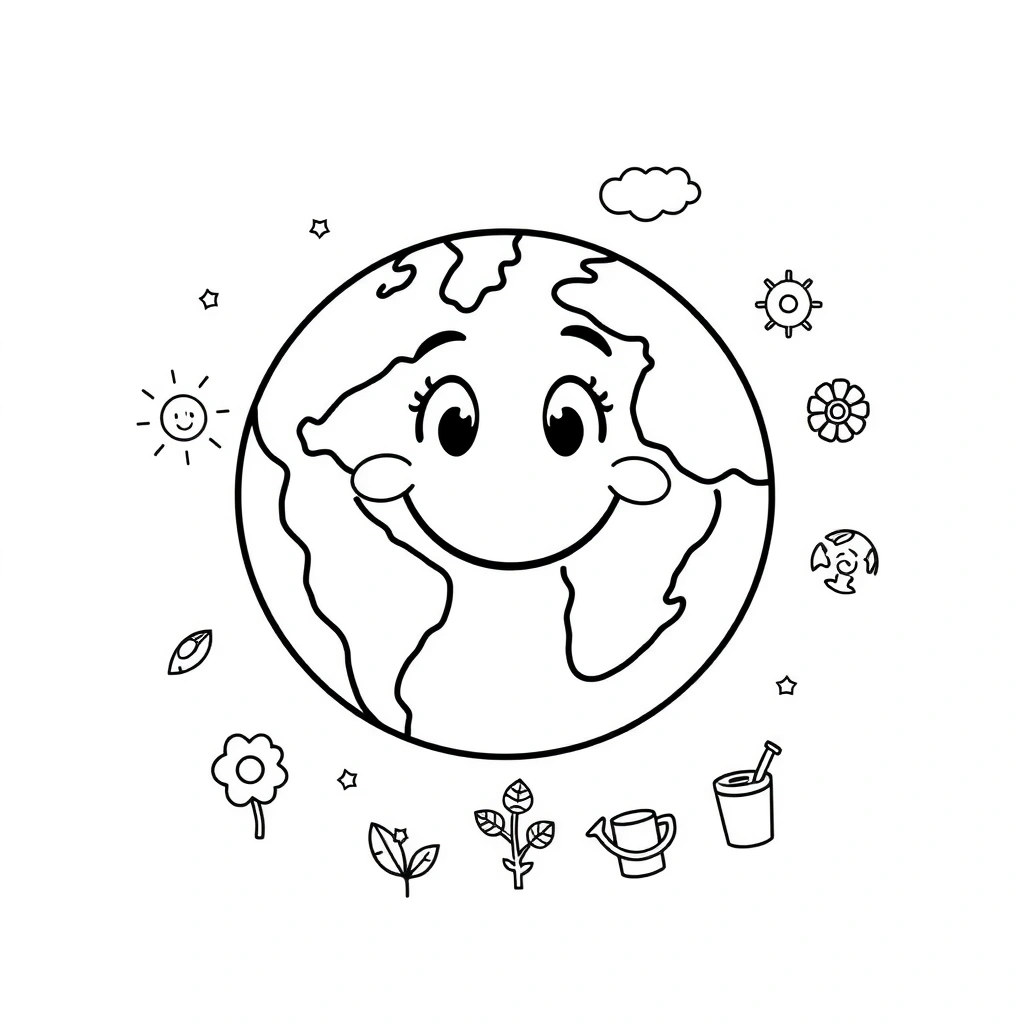 Kolorowanka 'Uśmiechnięta Ziemia' - Kolorowanki - Dzień Uśmiechu