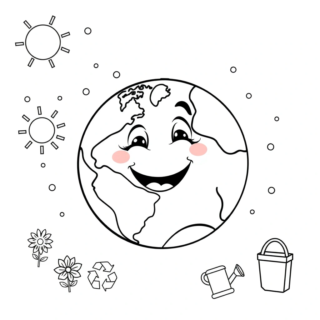 Kolorowanka 'Uśmiechnięta Ziemia' - Kolorowanki - Dzień Uśmiechu