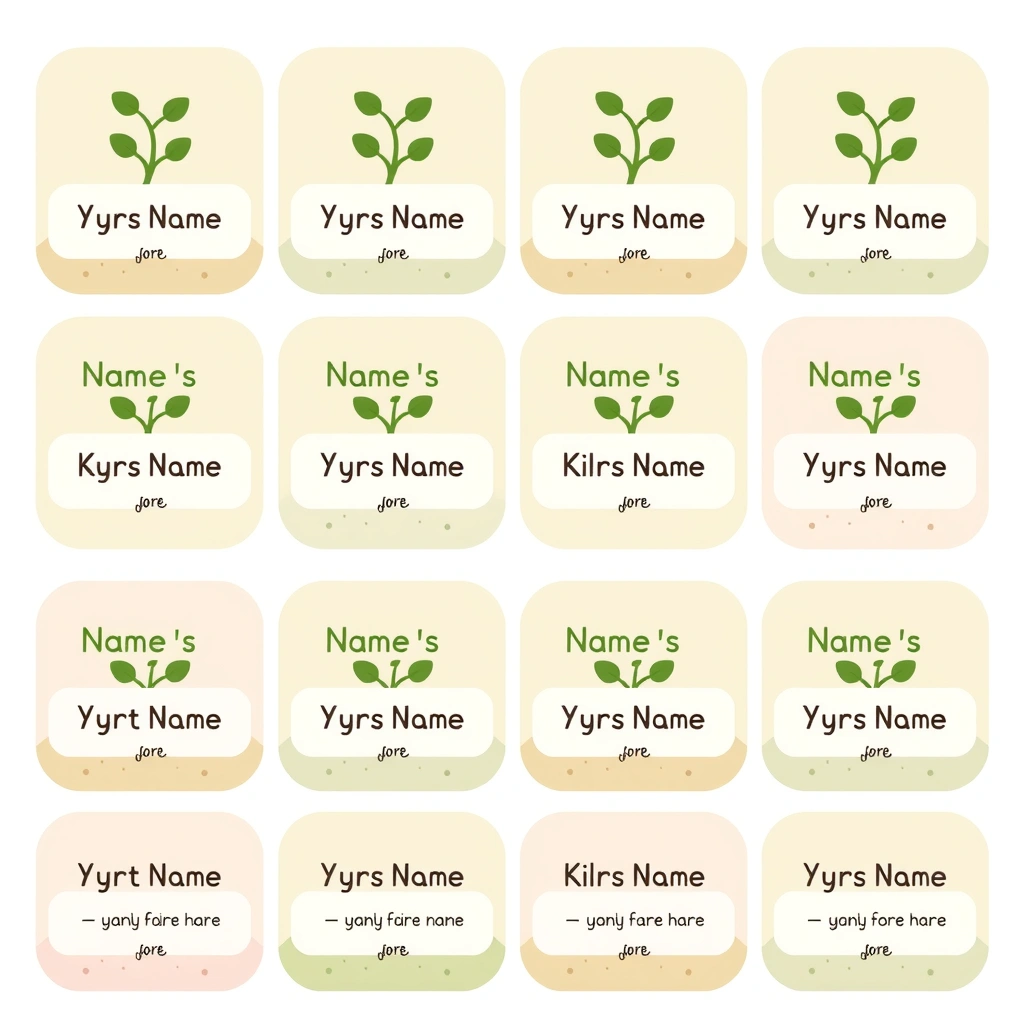 Naklejki z imionami do pojemniczków na nasiona - Szablony - Dzień Uśmiechu