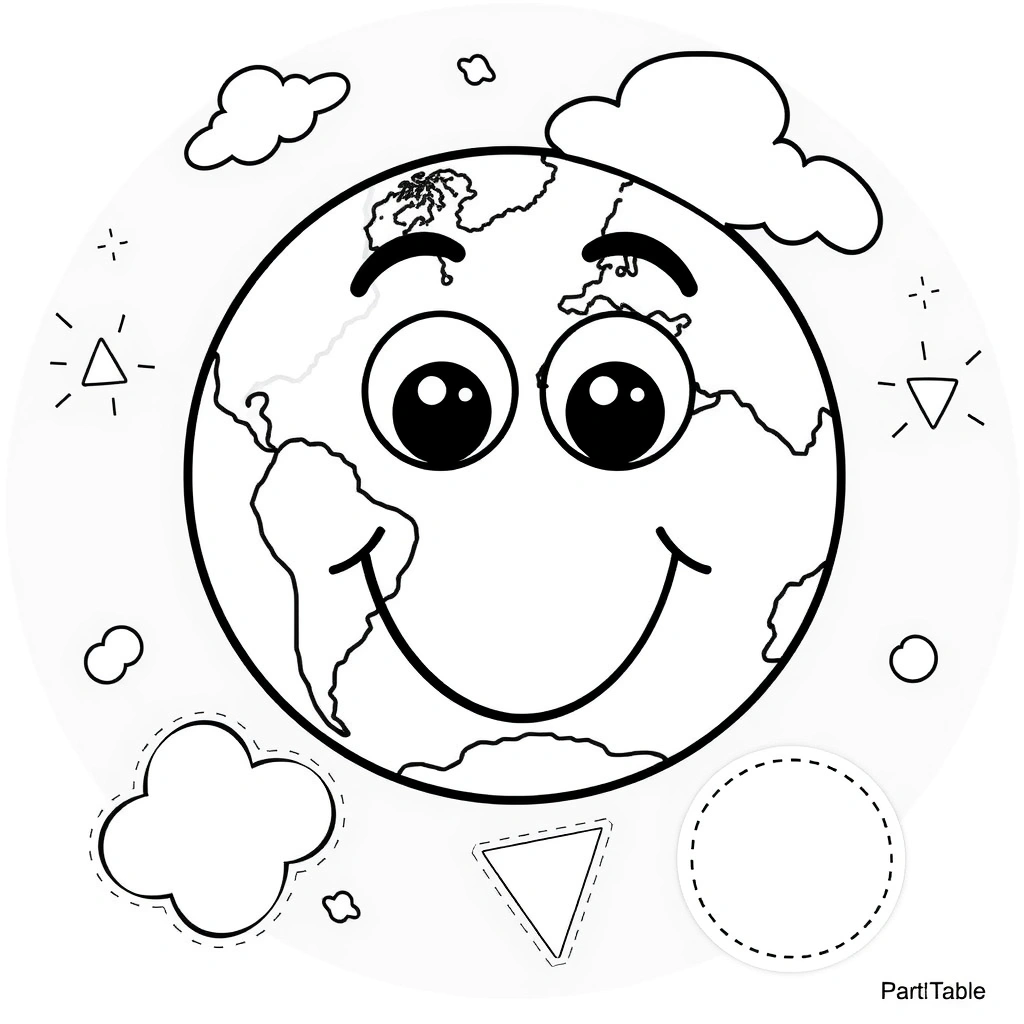 Szablon pracy plastycznej 'Uśmiechnięta Ziemia' — papierowy talerzyk - Szablony - Dzień Uśmiechu
