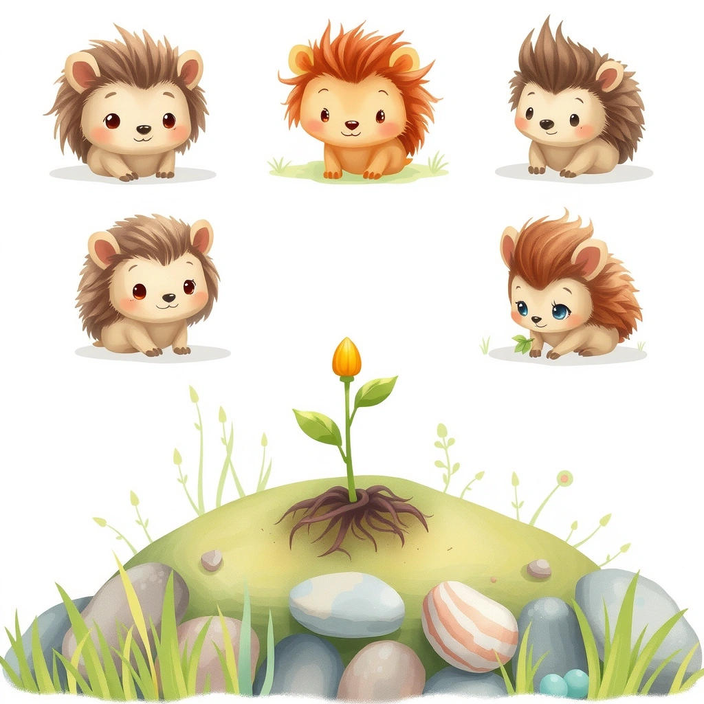 Ilustracje do opowiadania (zwierzątko i roślinka) - Materiały - Dzień Dziecka