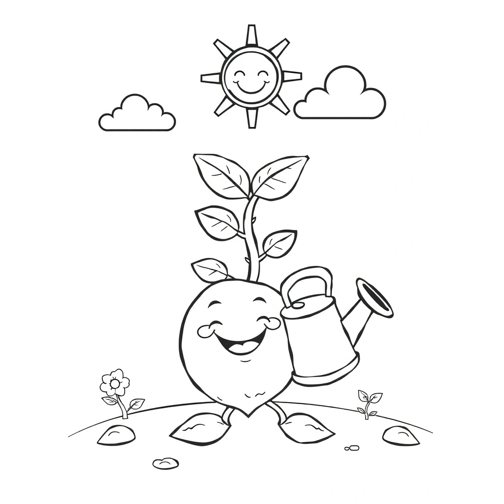 Kolorowanka: Sadzonka i słońce - Kolorowanki - Dzień Dziecka