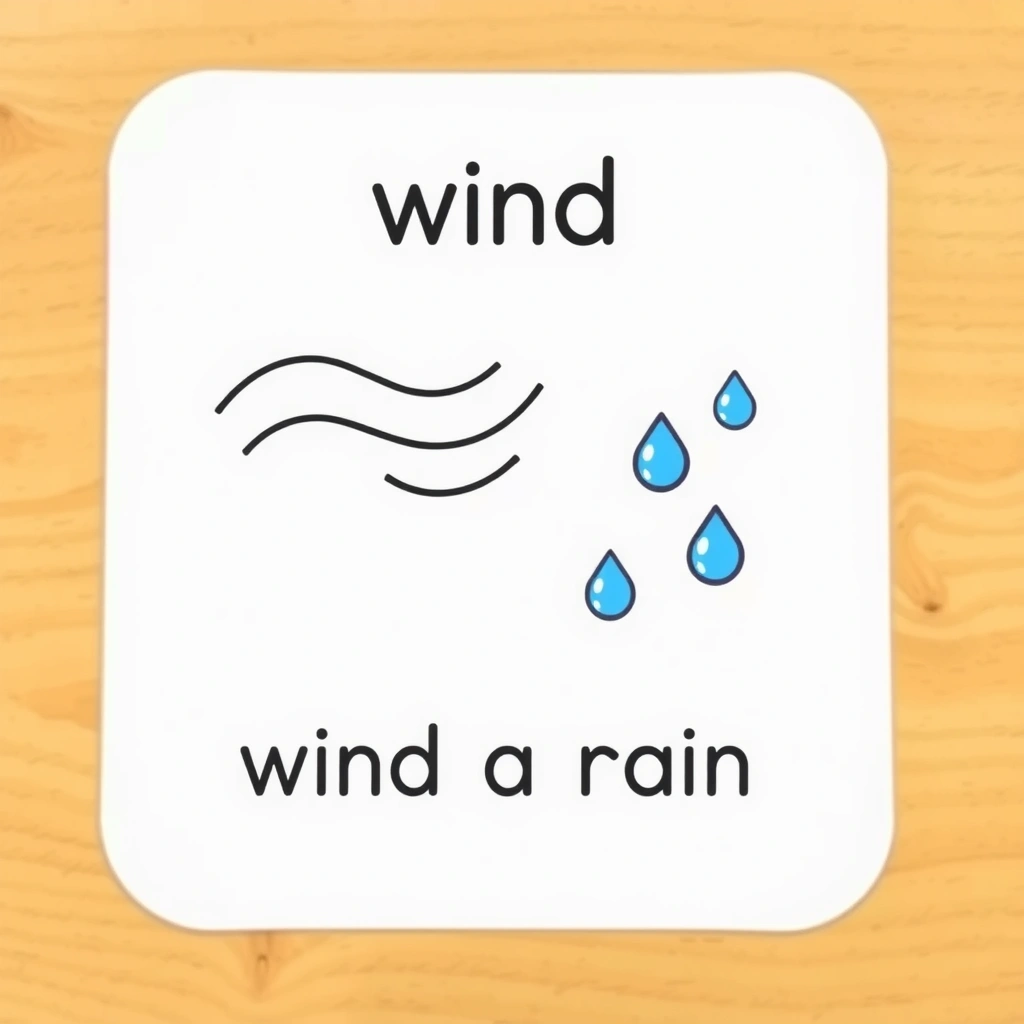 Karta: Wiatr / Deszcz — flashcard - Szablony - Dzień Lasu