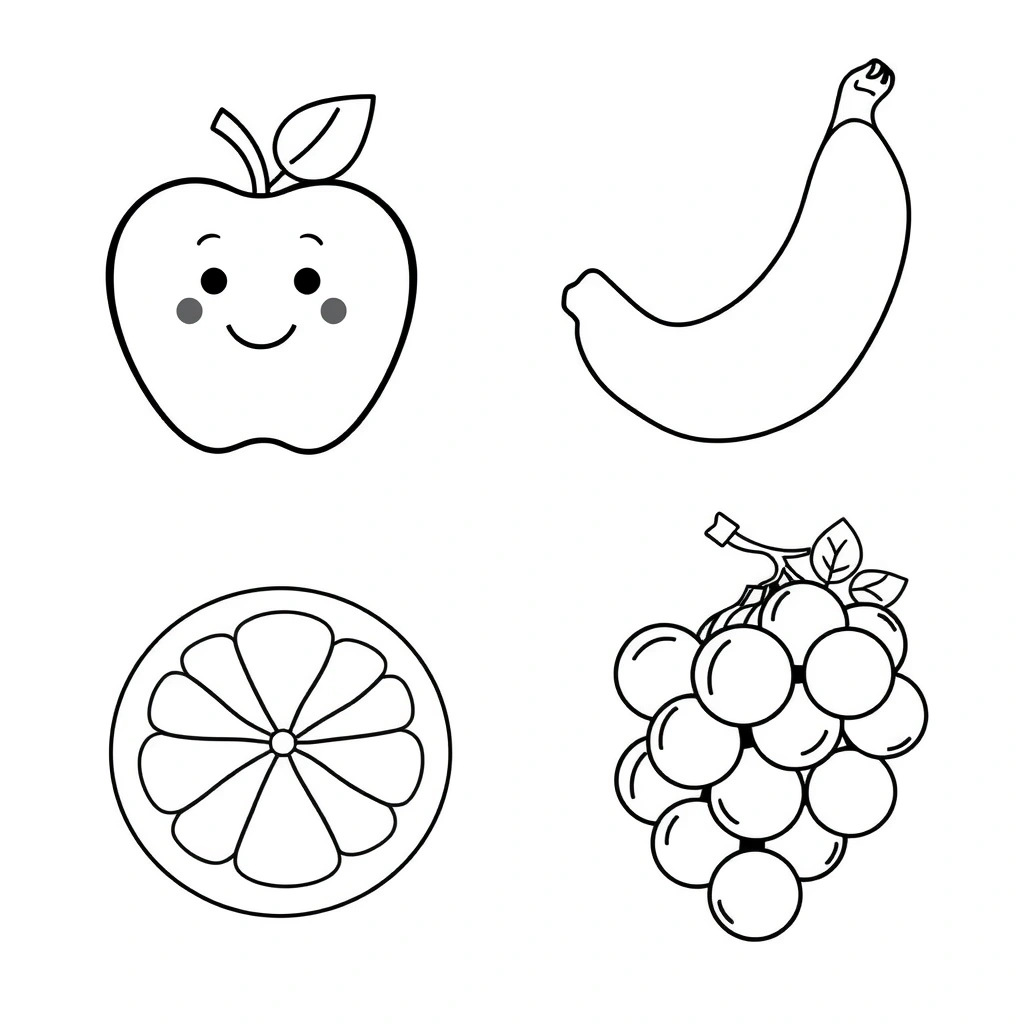 Kolorowanki: Uśmiechnięte owoce - Kolorowanki - Dzień Soku