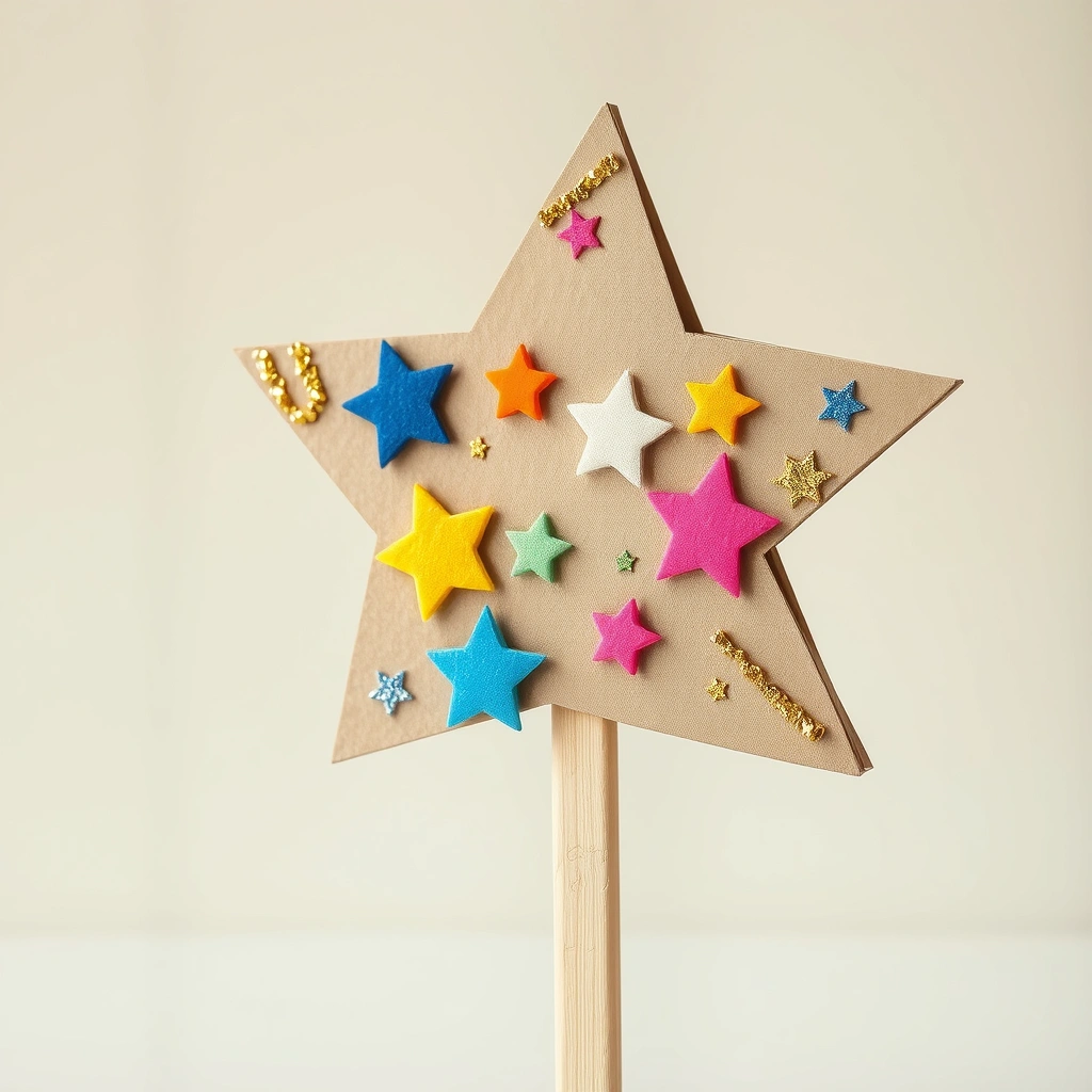 Przykładowa ozdobiona gwiazdka na patyczku - Materiały - Trzech Króli