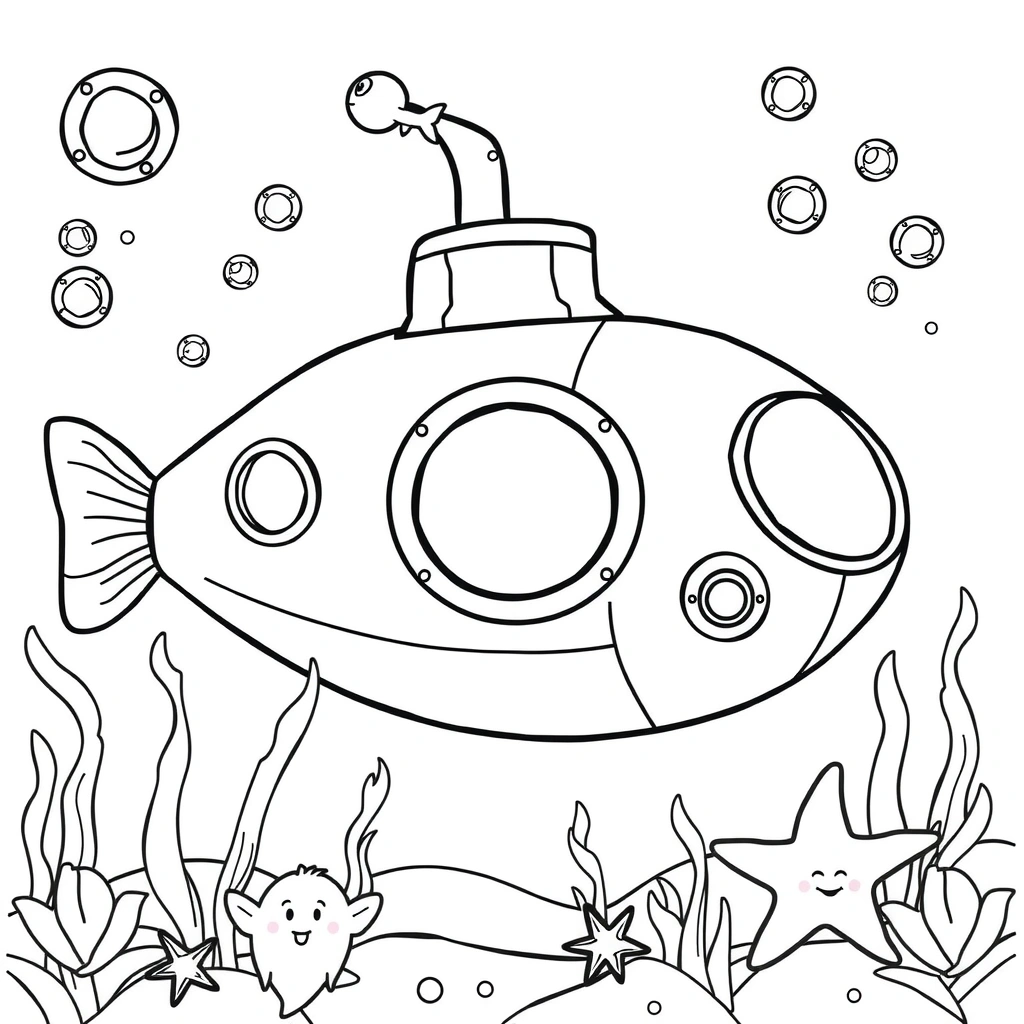 Kolorowanka: Mała łódź podwodna - Kolorowanki - Dzień Łodzi Podwodnej