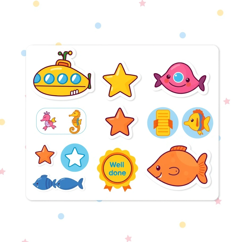 Szablon: Naklejki/stemple nagród (arkusz) - Szablony - Dzień Łodzi Podwodnej