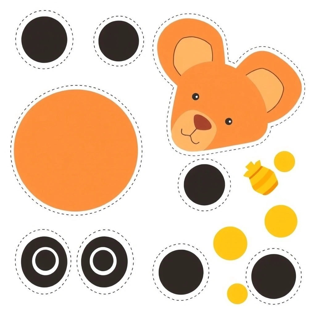 Arkusz z elementami do wycięcia (szablon) - Szablony - Dzień Kubusia Puchatka