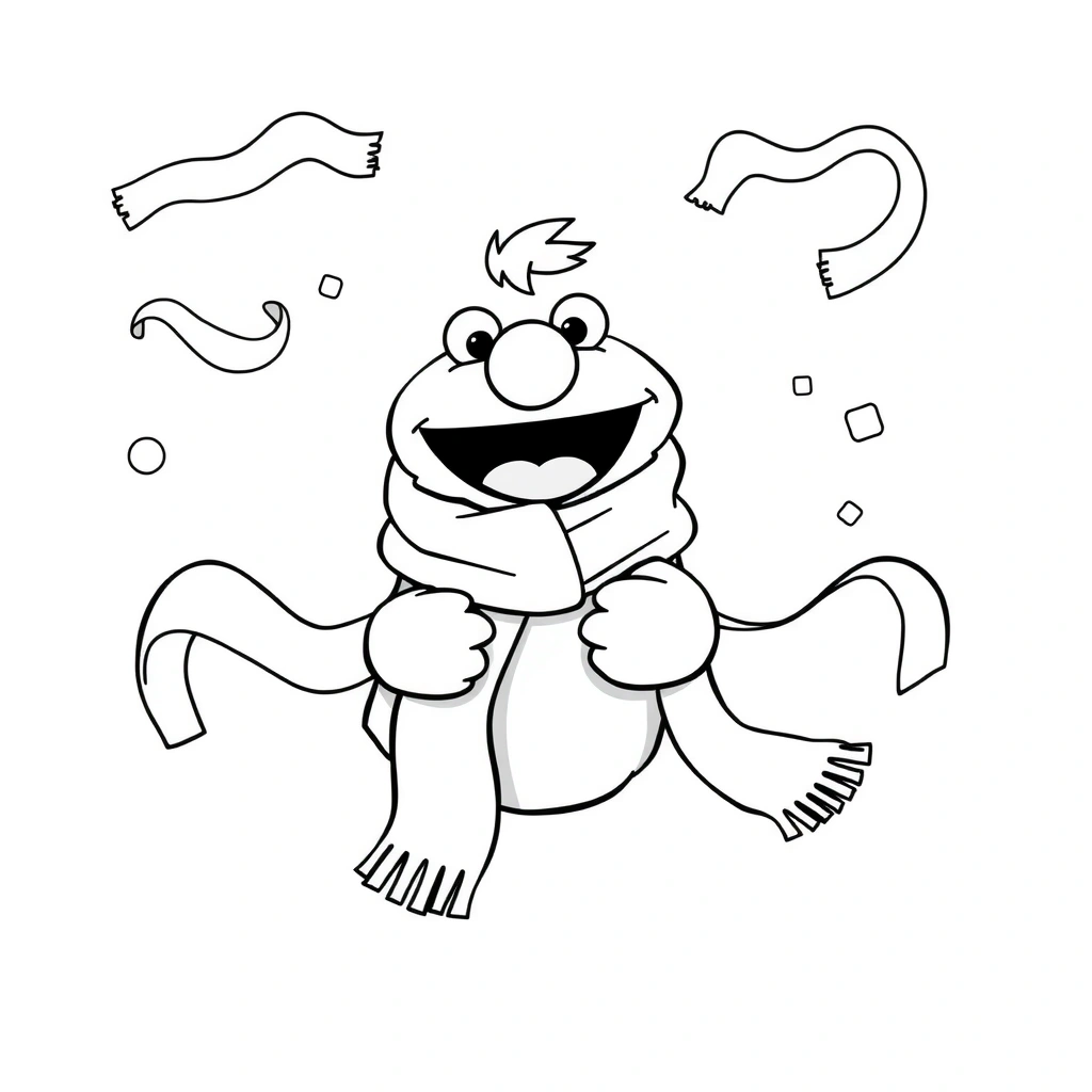 Strona do kolorowania — maskotka i chusteczki - Kolorowanki - Dzień Teatru