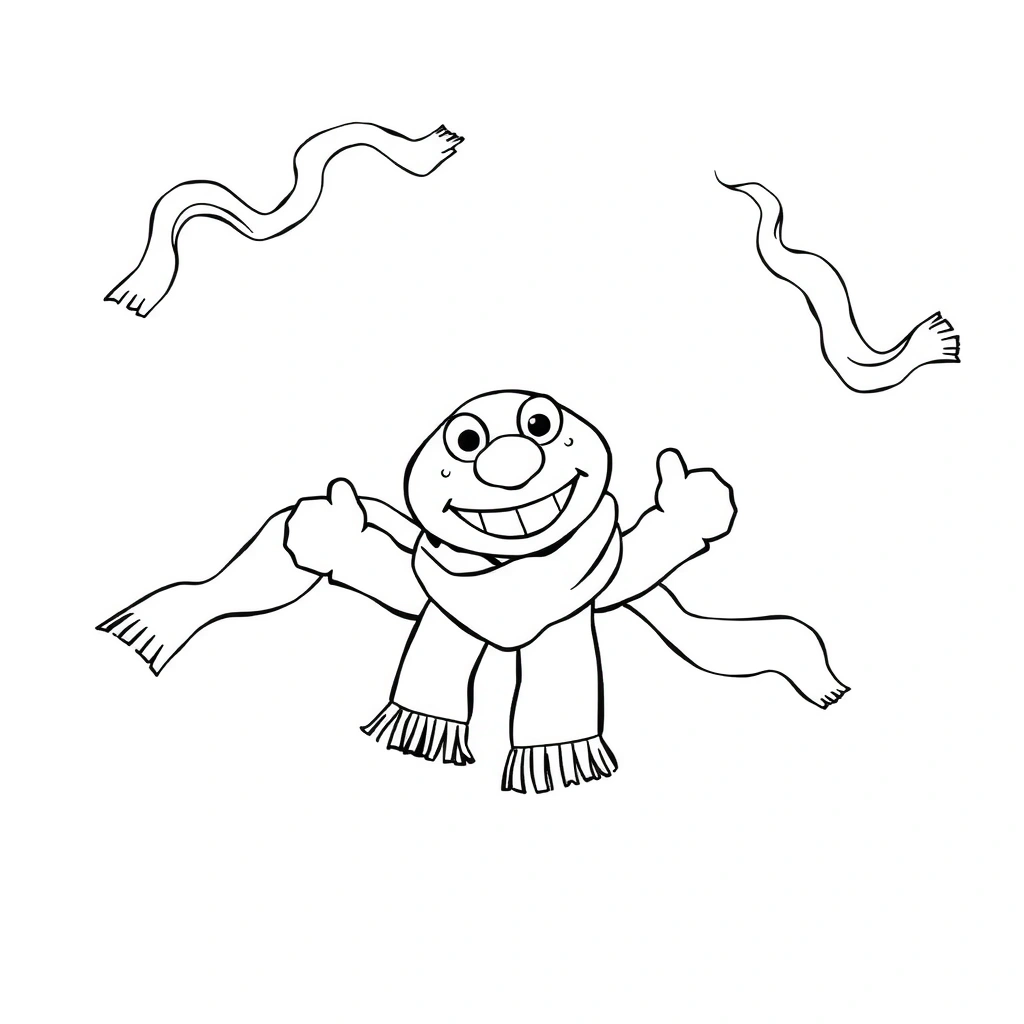 Strona do kolorowania — maskotka i chusteczki - Kolorowanki - Dzień Teatru