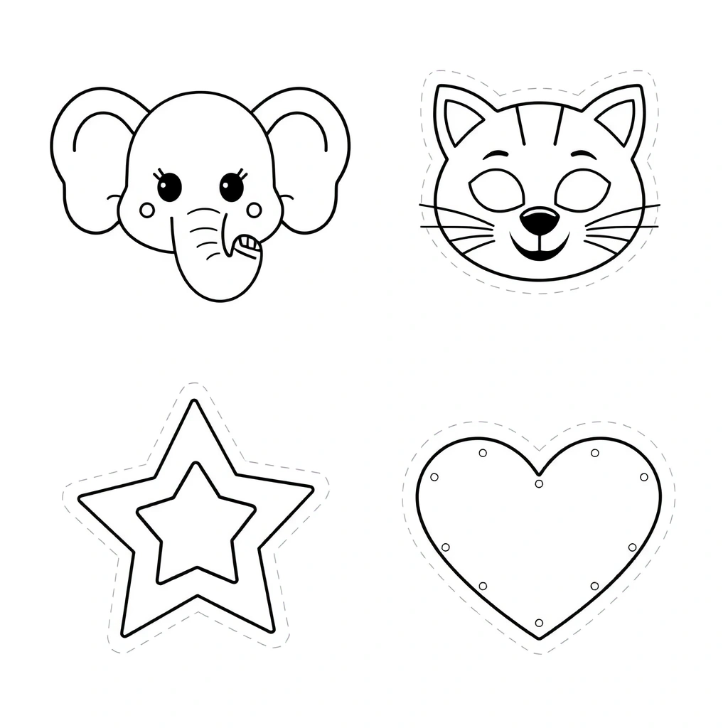 Szablony masek do druku (proste dla maluszków) - Szablony - Dzień Teatru